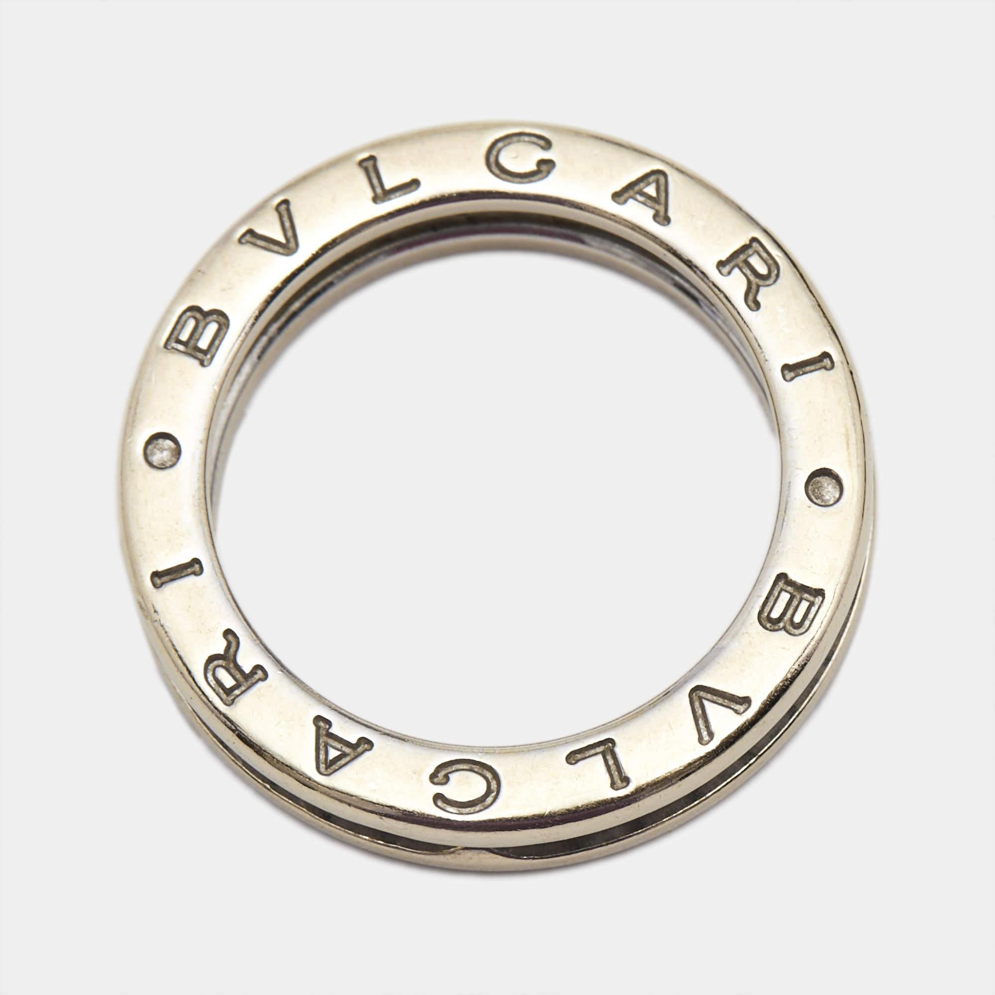 Bvlgari B.Zero1 Anillo de oro blanco de 18 quilates con 1 banda de diamantes 50 en venta 2