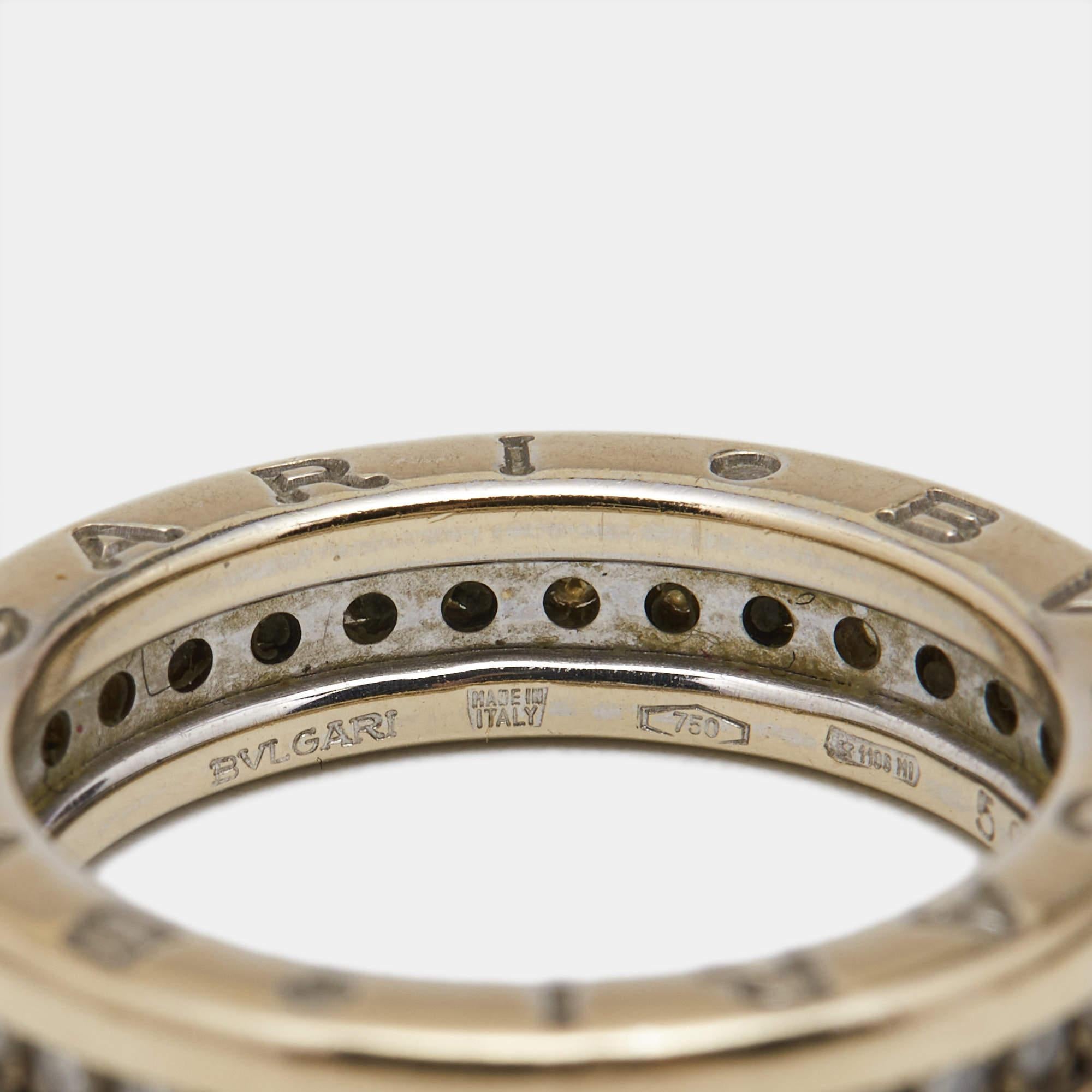 Bvlgari B.Zero1 Anillo de oro blanco de 18 quilates con 1 banda de diamantes 50 en venta 3