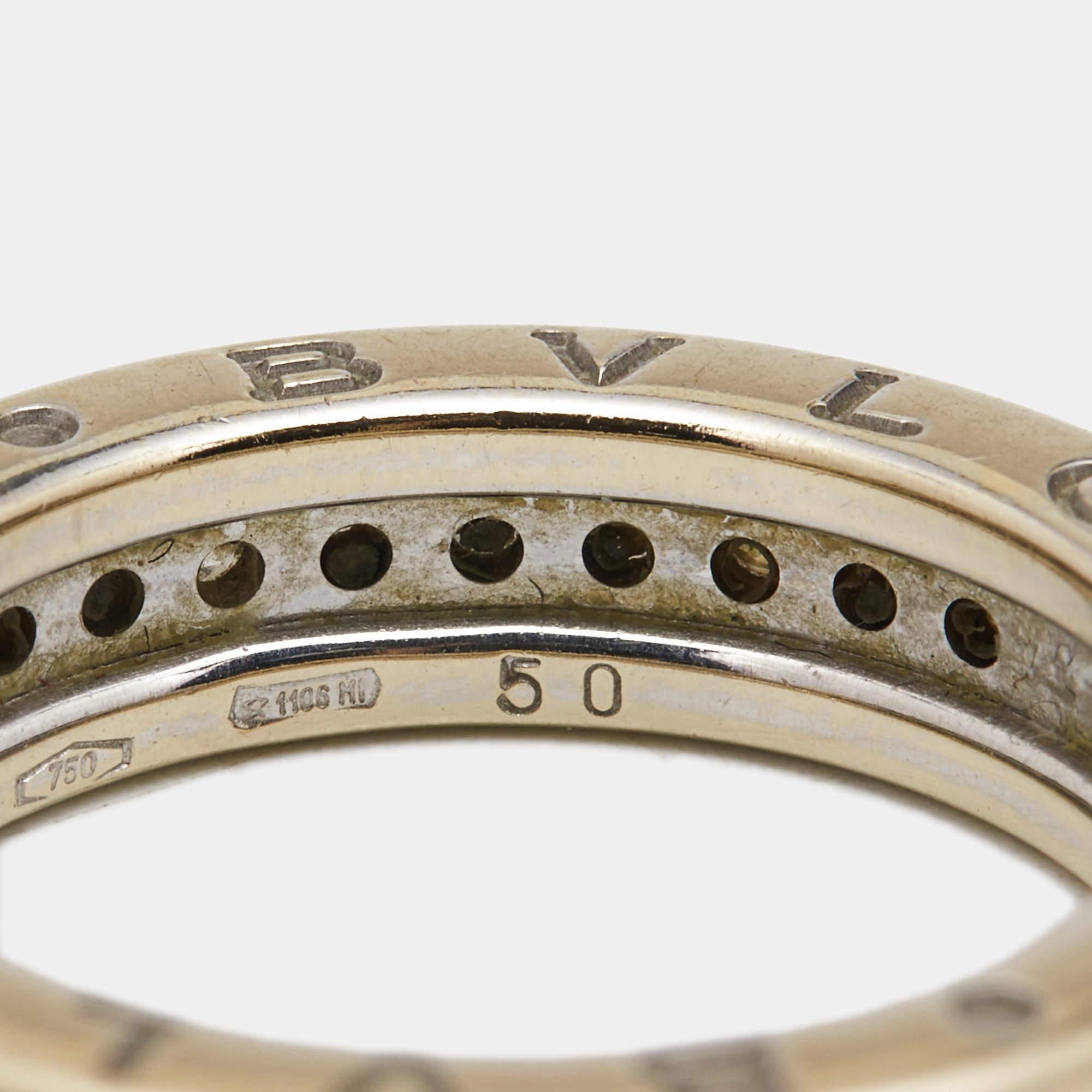 Bvlgari B.Zero1 Anillo de oro blanco de 18 quilates con 1 banda de diamantes 50 en venta 4