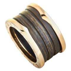 Bvlgari B.zero1 18 Karat Rose Gold and Brown Marble 4-Band Ring