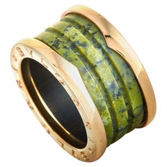 Bvlgari B.zero1 18 Karat Rose Gold and Green Marble 4-Band Ring