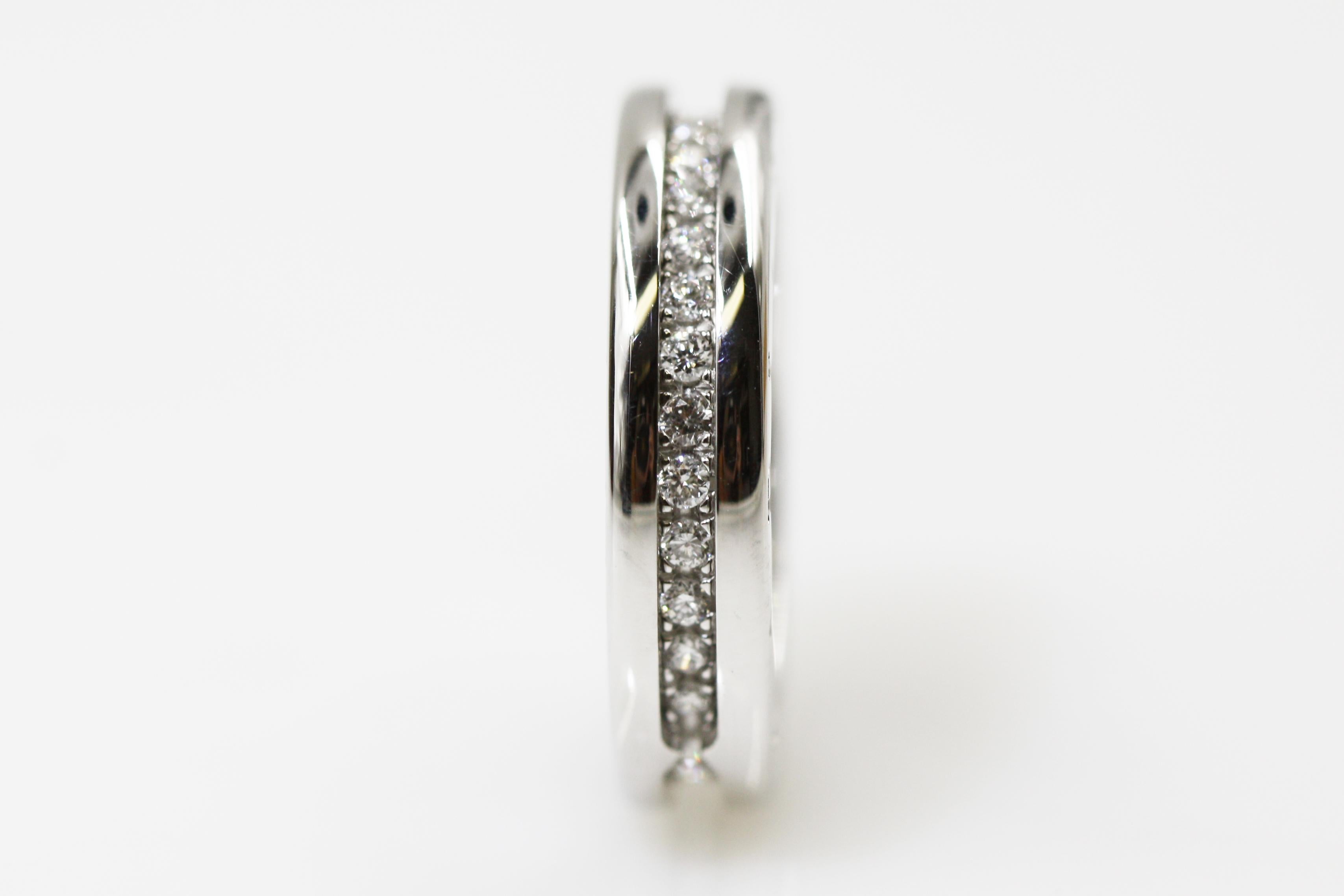 Bvlgari B.Zero1 18 Karat White Gold Diamond Ring In Excellent Condition For Sale In New York, NY