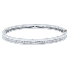 Bvlgari B.zero1 18 Karat White Gold Pavé Diamonds Bangle Size L