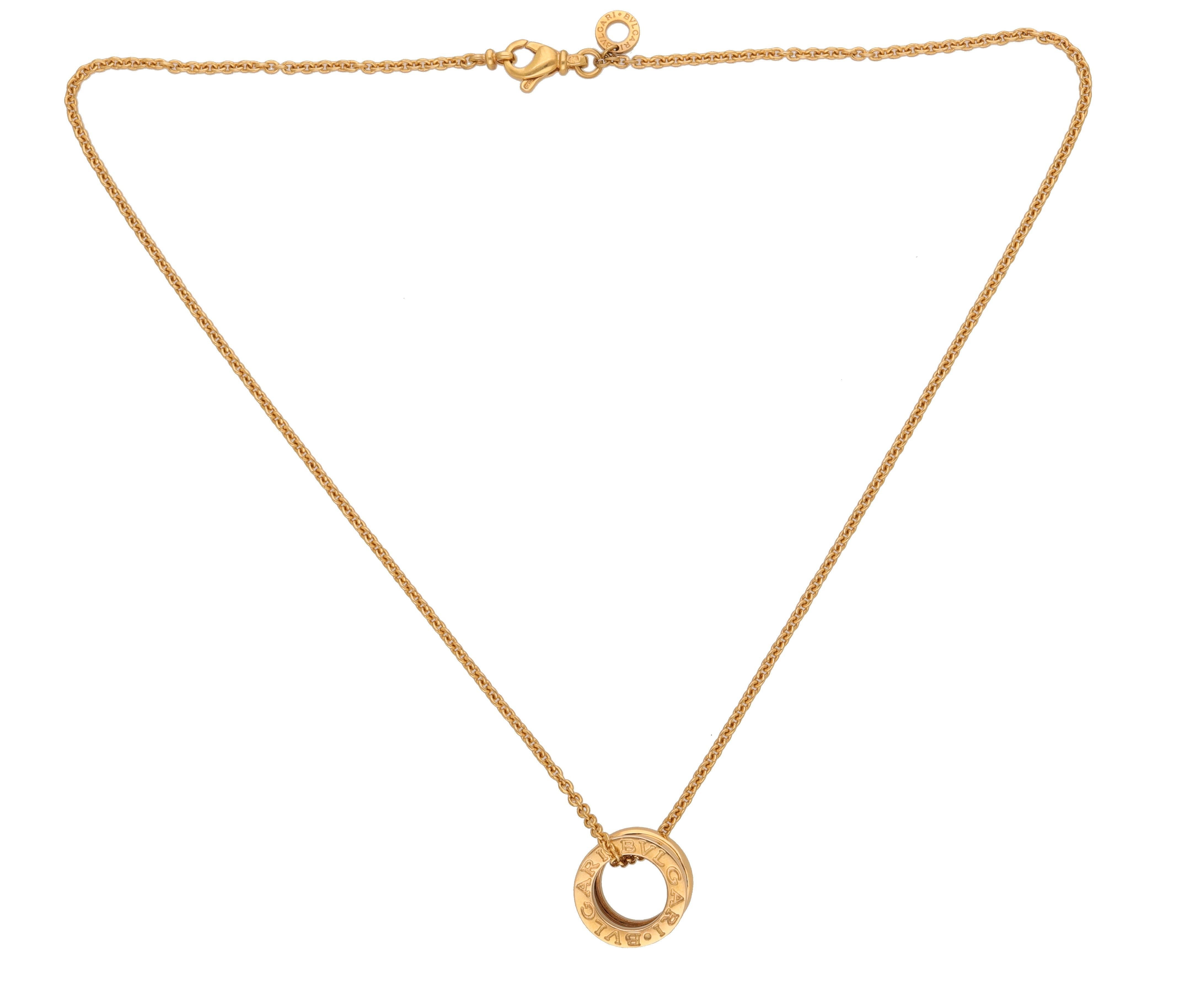 Bvlgari B.Zero1 18 Karat Yellow Gold Pendant Necklace In Excellent Condition For Sale In Rome, IT