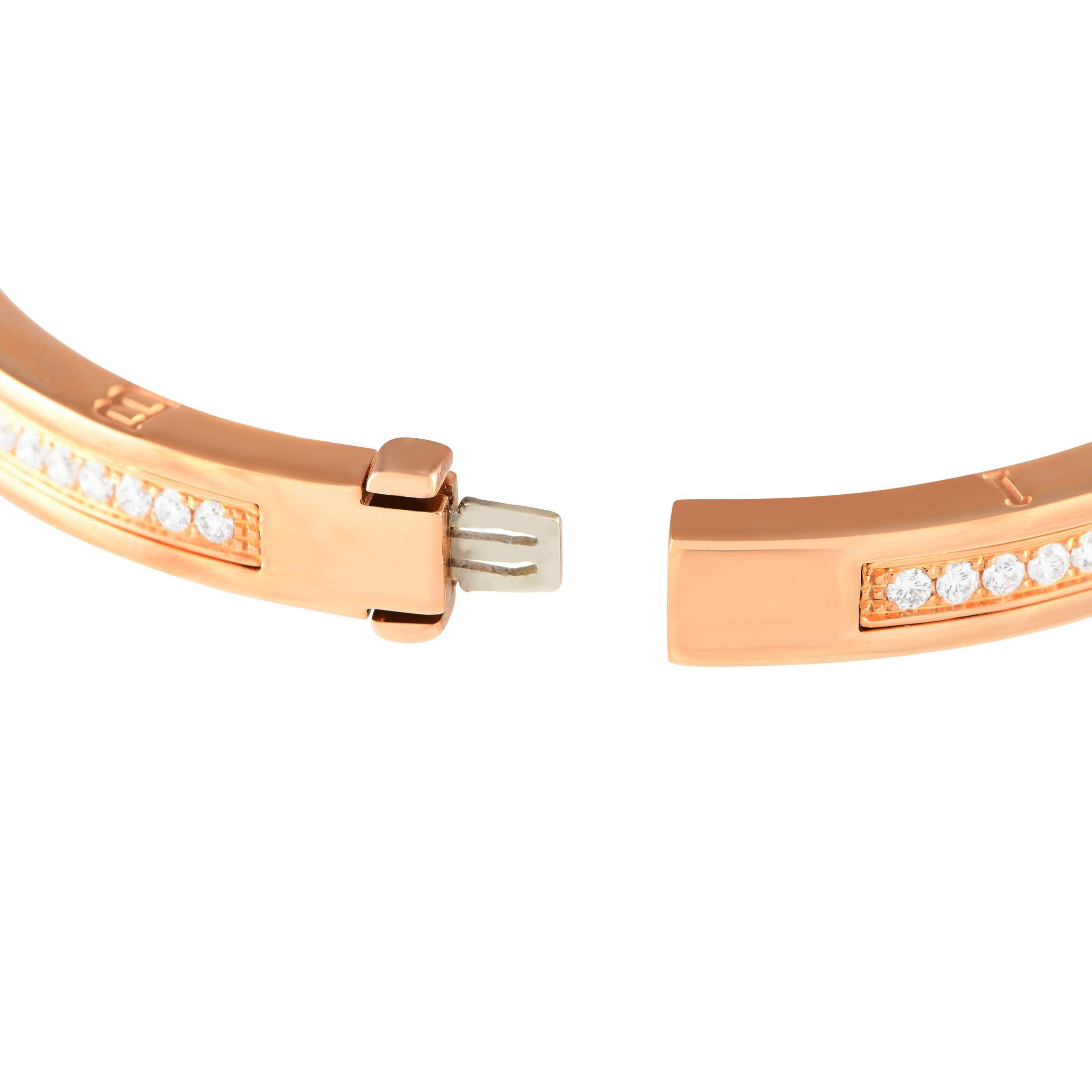 Round Cut Bvlgari B.Zero1 18K Rose Gold 1.41ct Diamond Bracelet Size Large BV03-012524 For Sale