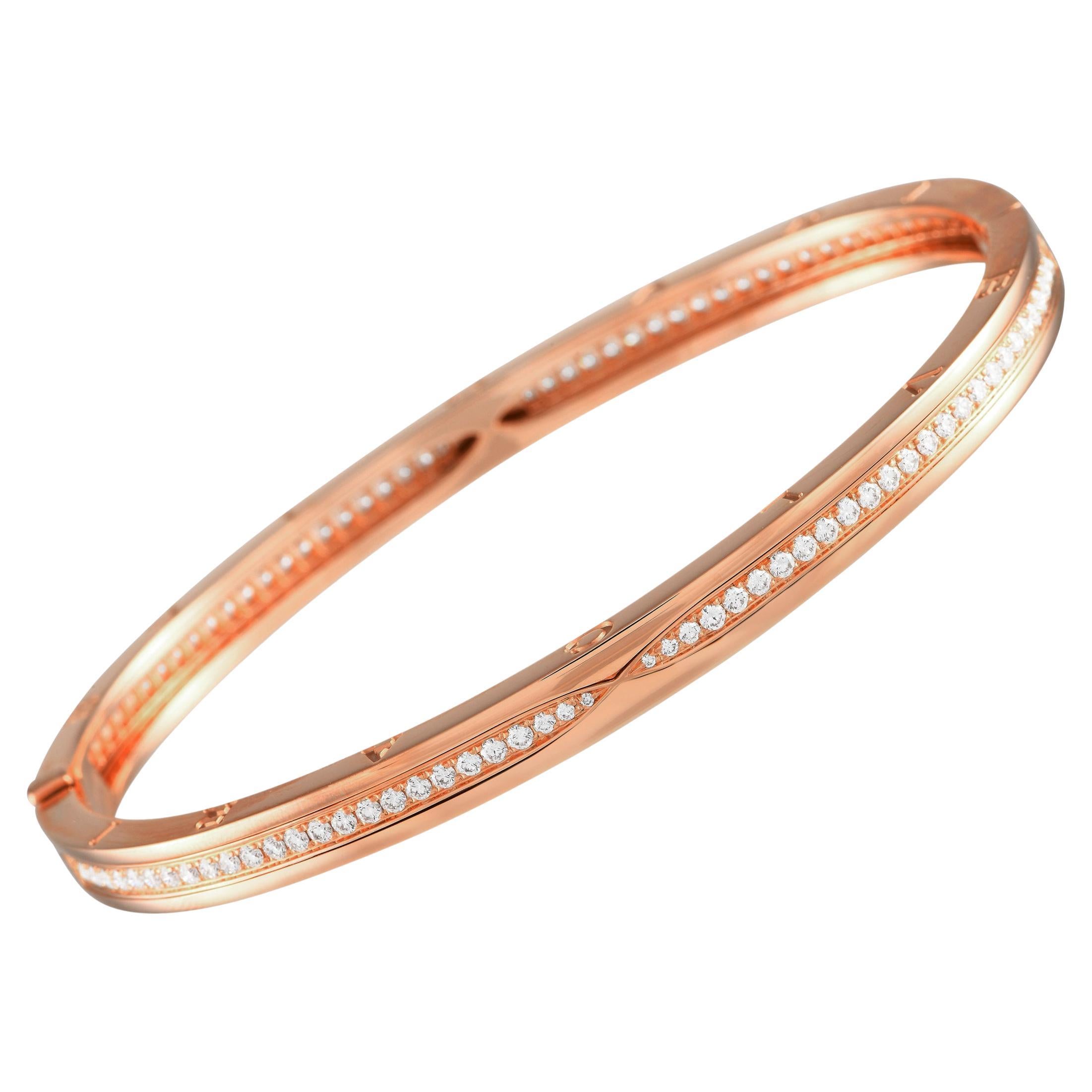 Bvlgari B.Zero1 18K Rose Gold 1.41ct Diamond Bracelet Size Large
