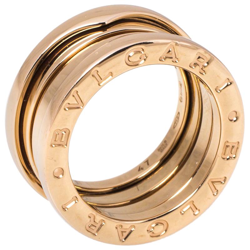 Bvlgari B.zero1 18K Rose Gold 3-Band Ring Size 47