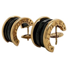 Bvlgari B.Zero1 18k Rose Gold and Black Ceramic Earrings