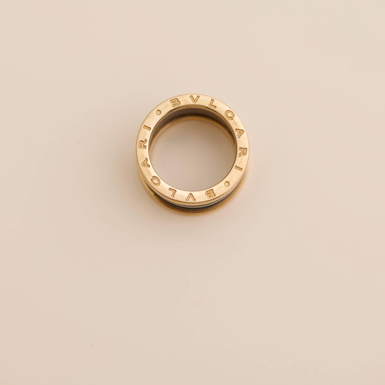 Bvlgari B.Zero1 Anillo Cerámica Negra Oro Rosa 18k Talla 55 en venta 2