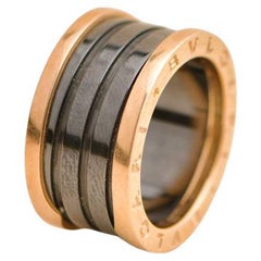 Bvlgari B.Zero1 Anillo Cerámica Negra Oro Rosa 18k Talla 55