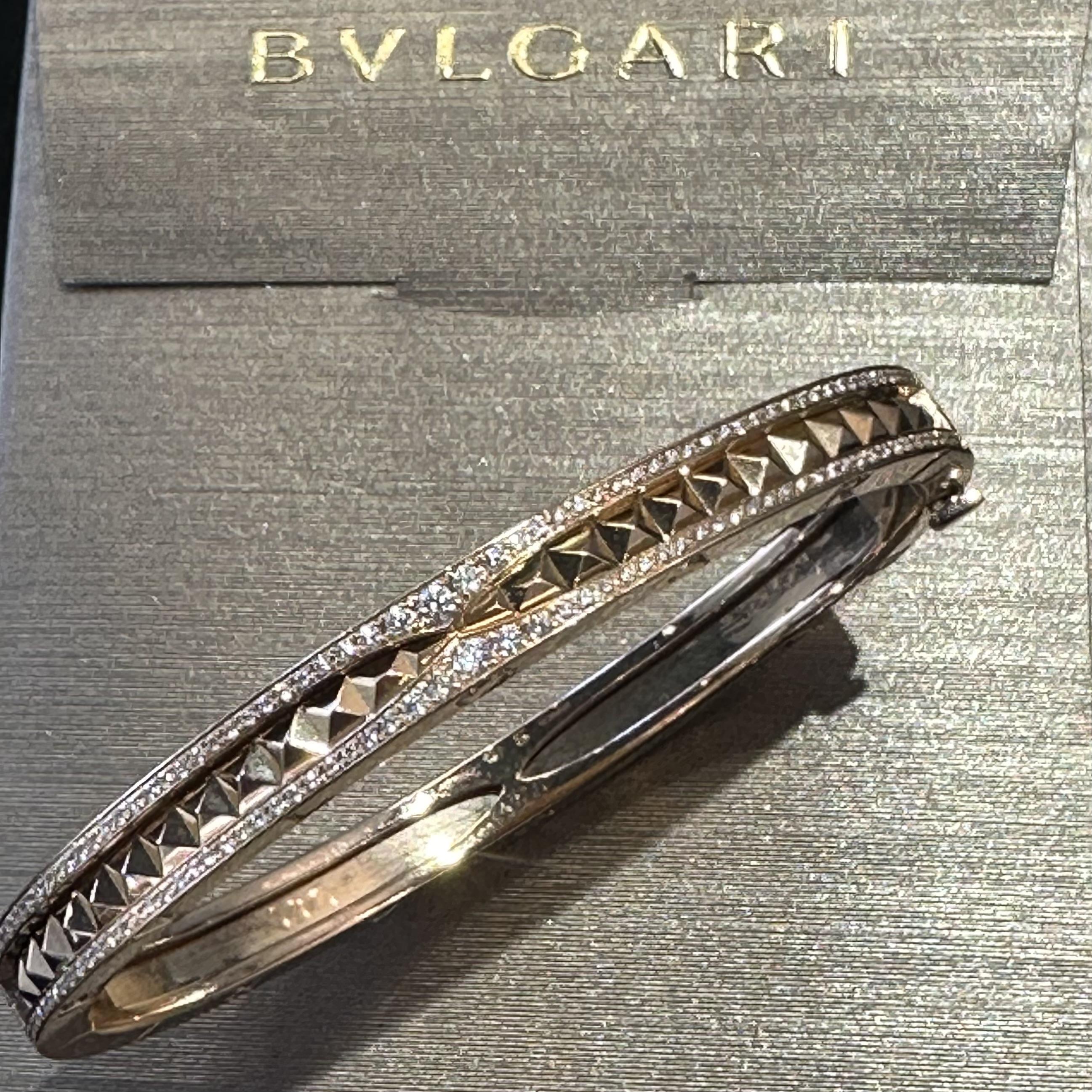 Bvlgari B.zero1 Armreif aus 18 Karat Roségold mit Diamanten, Größe Small mit Papieren für Damen oder Herren