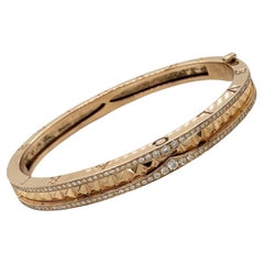 Bvlgari B.zero1 18k Rose Gold Diamond Bangle Bracelet, Size Small with Papers