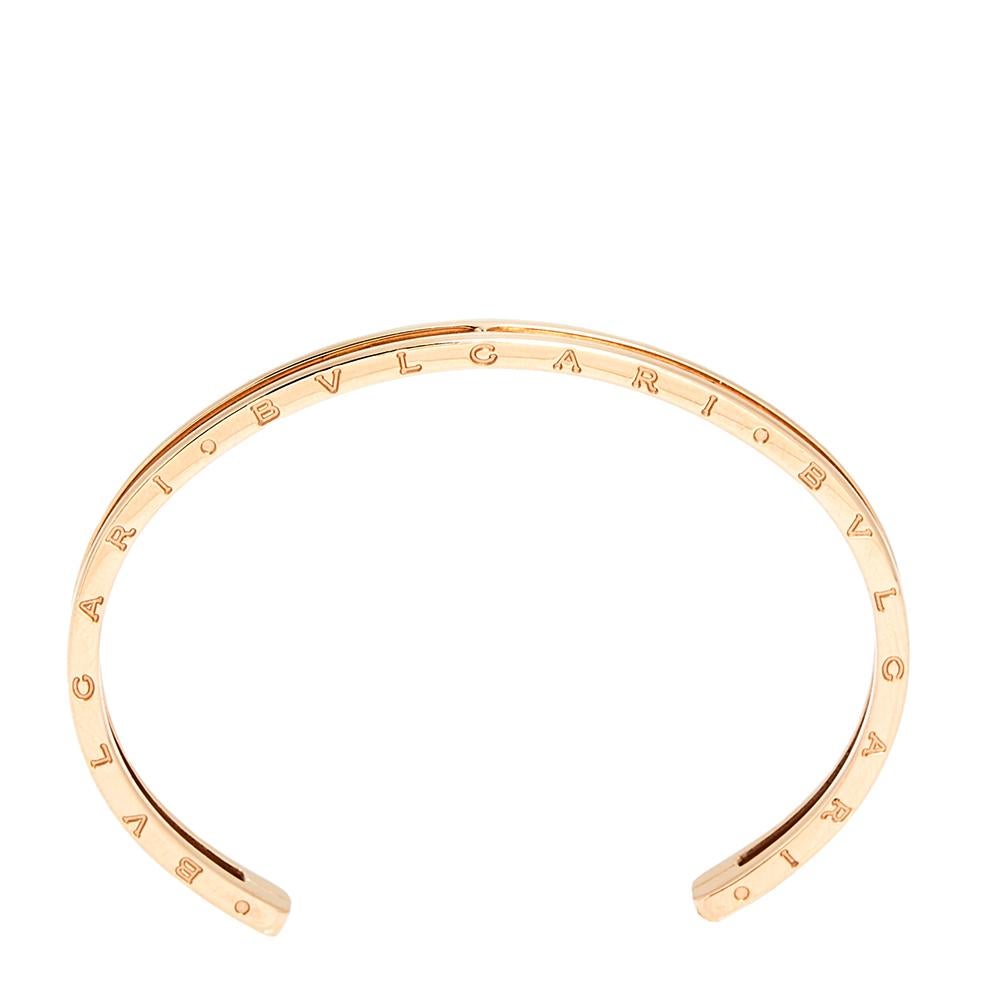 Contemporary Bvlgari B.Zero1 18k Rose Gold Open Cuff Bracelet SM