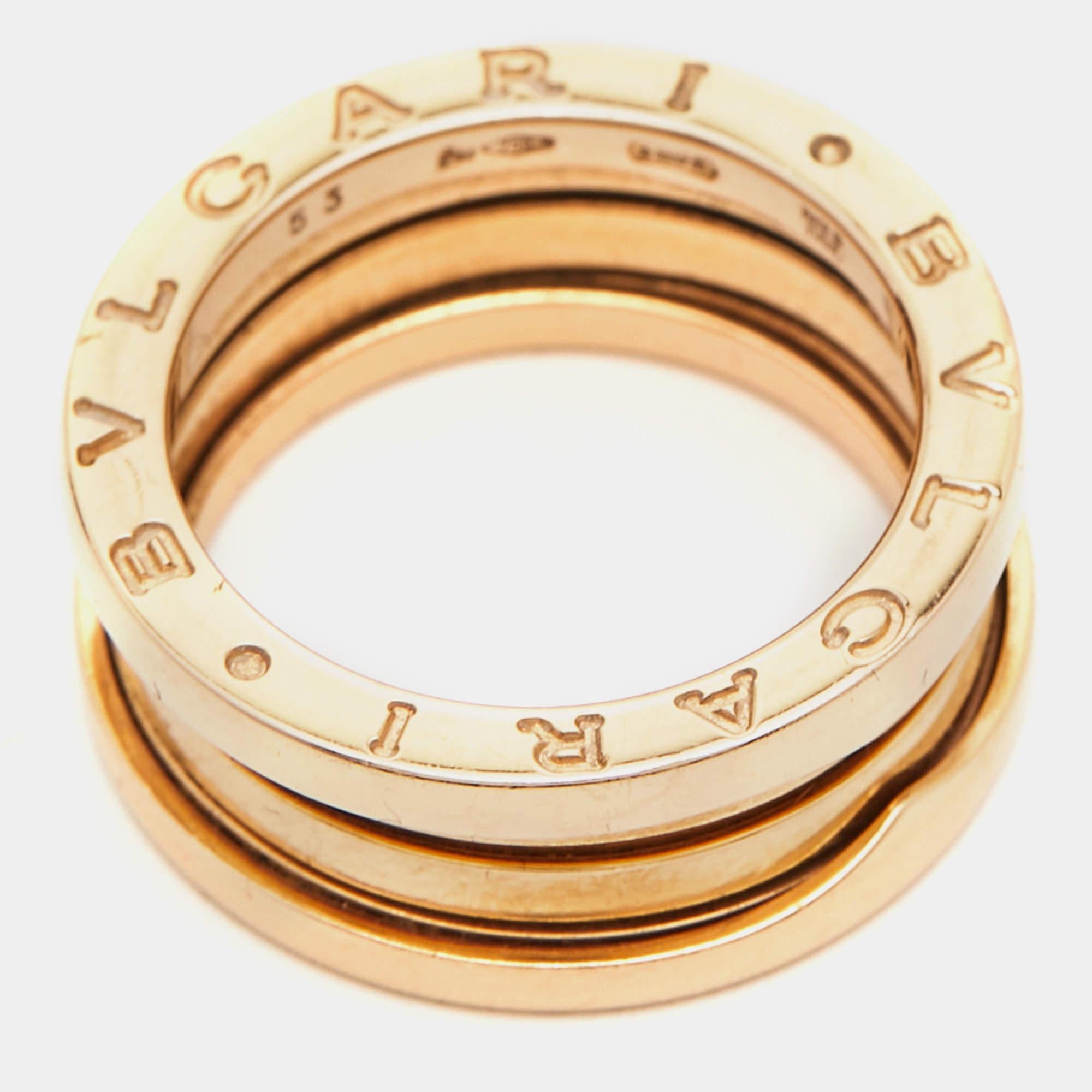 Women's Bvlgari B.Zero1 18k Rose Gold Ring Size 53 For Sale