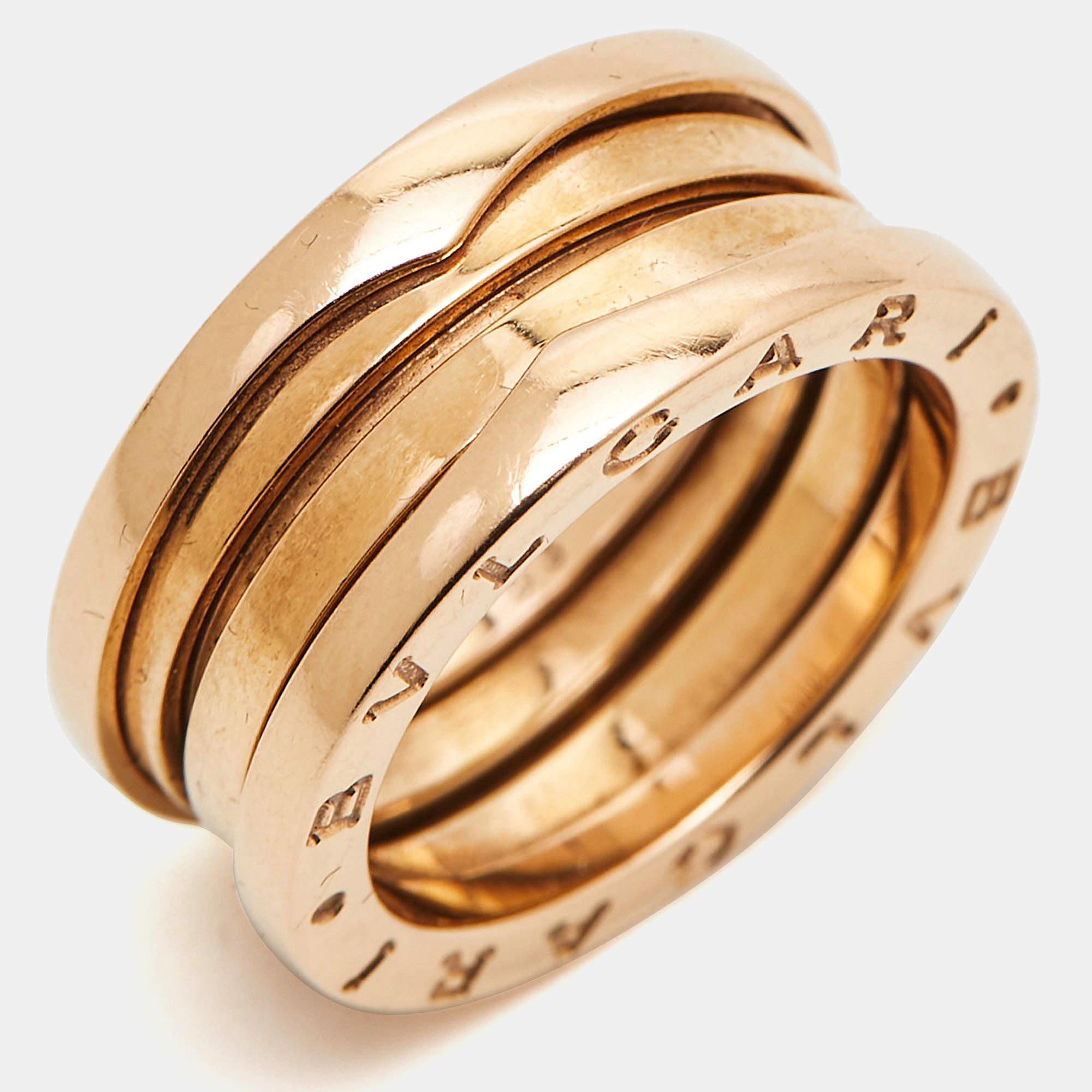 Bvlgari B.Zero1 18k Rose Gold Ring Size 53 For Sale 1