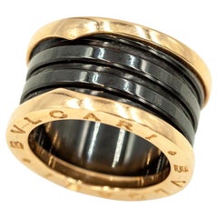 BULGARI B.Zero1 Anello in ceramica nera a spirale in oro rosa 18 carati