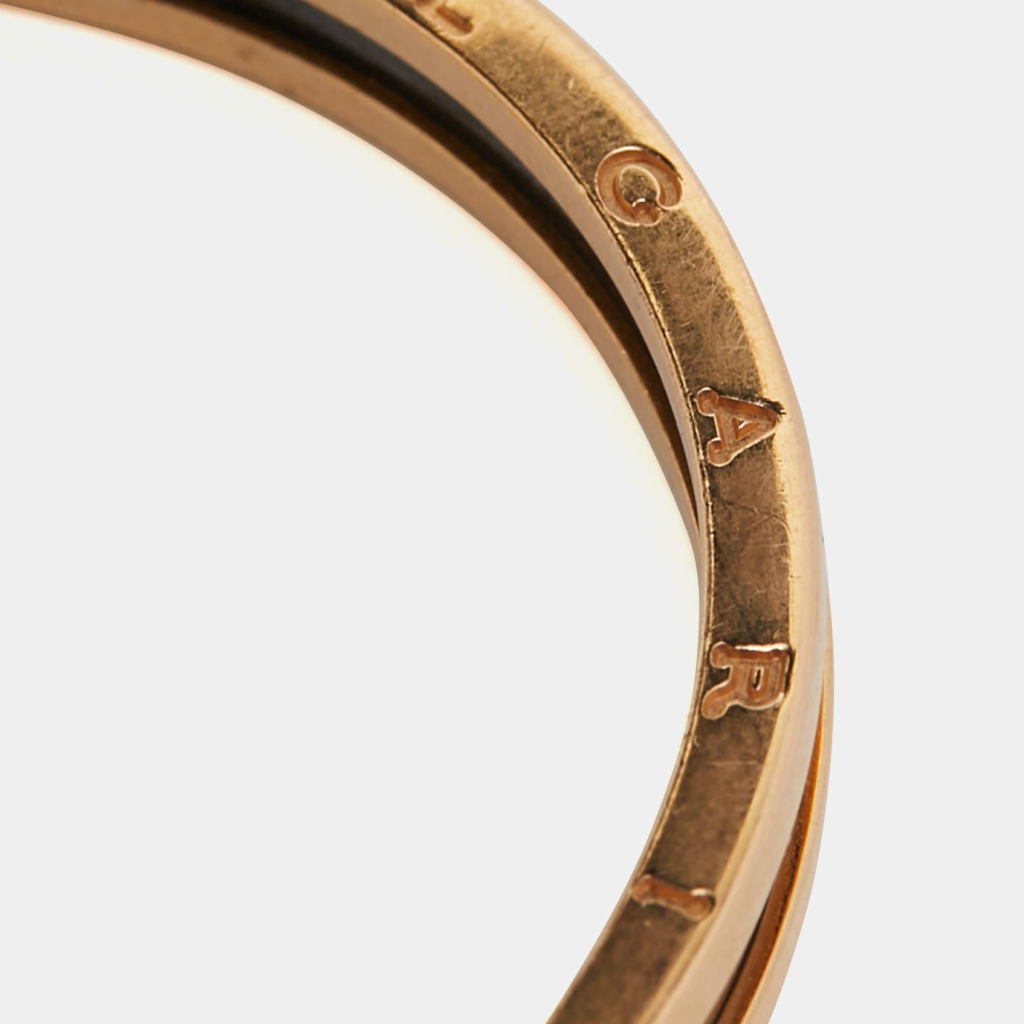 Aesthetic Movement Bvlgari B.Zero1 18k Rose Gold Stainless Steel Open Cuff Bracelet M/L