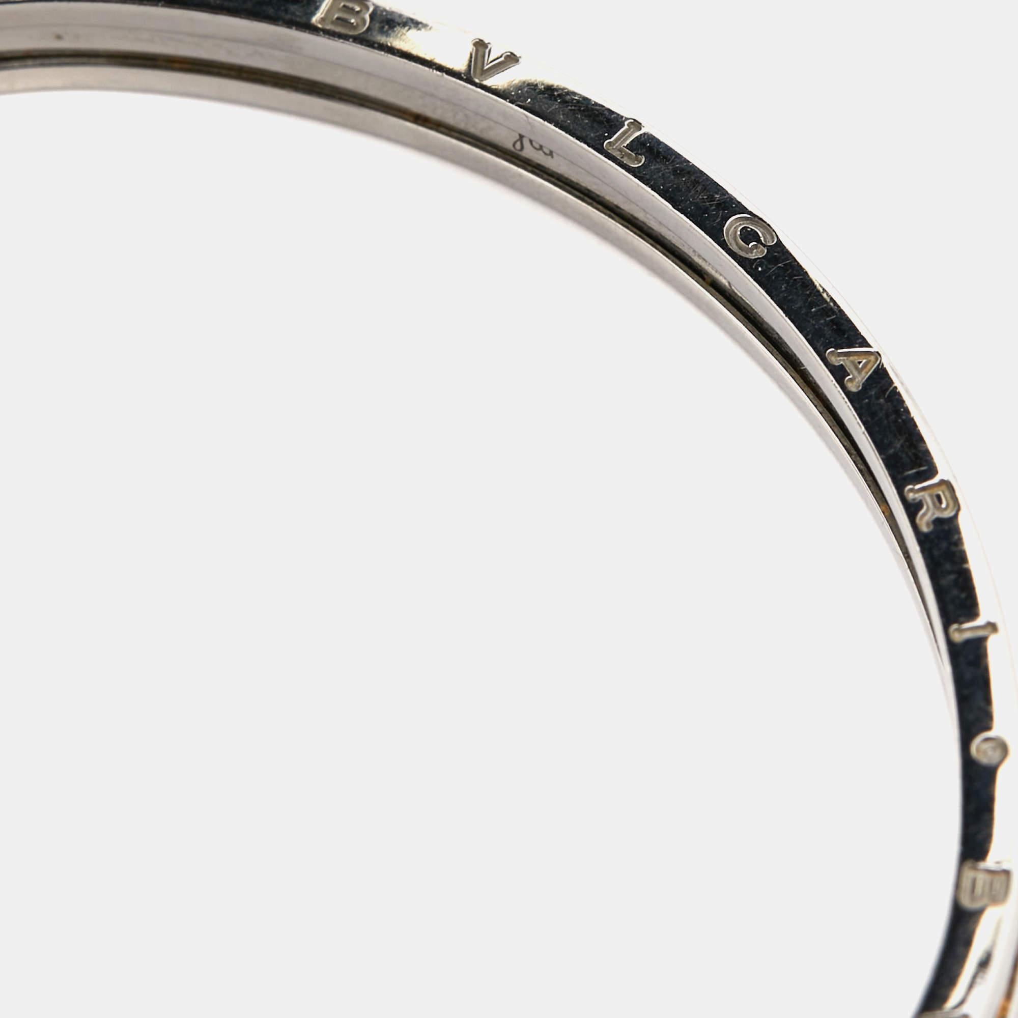 Bvlgari B.Zero1 18k Rose Gold Stainless Steel Open Cuff Bracelet M/L In Excellent Condition In Dubai, Al Qouz 2