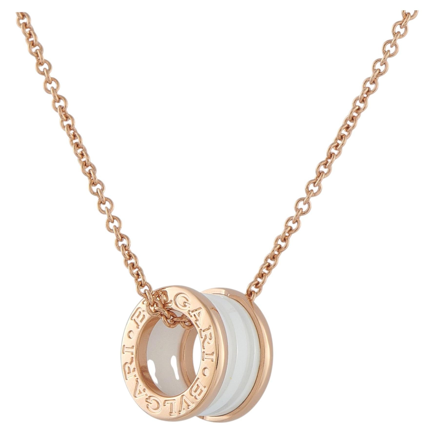 Bvlgari B.zero1 18K Rose Gold Weiß Keramik Halskette BV02-031326