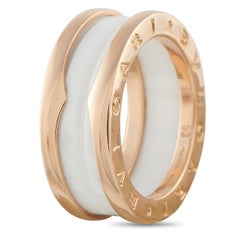 Bvlgari B.zero1 18K Rose Gold White Ceramic Ring BV22-031326