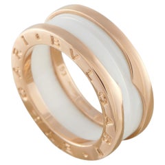 Bvlgari B.zero1 18K Rose Gold White Ceramic Ring BV22-031326
