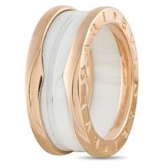 Bvlgari B.zero1 18K Rose Gold White Ceramic Ring BV23-031326
