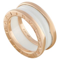 Bvlgari B.zero1 18K Rose Gold White Ceramic Ring BV23-031326
