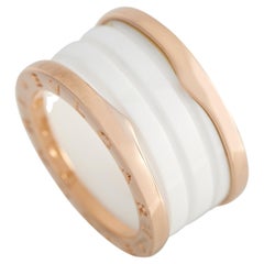 Bvlgari B.Zero1 18K Rose Gold White Ceramic Ring