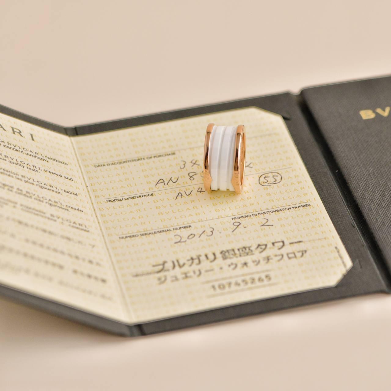 Bvlgari B.Zero1 Anillo Cerámica Blanca Oro Rosa 18k Talla 55 en Excelente estado para la venta en Banbury, GB