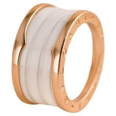 Bvlgari B.Zero1 Anillo Cerámica Blanca Oro Rosa 18k Talla 55