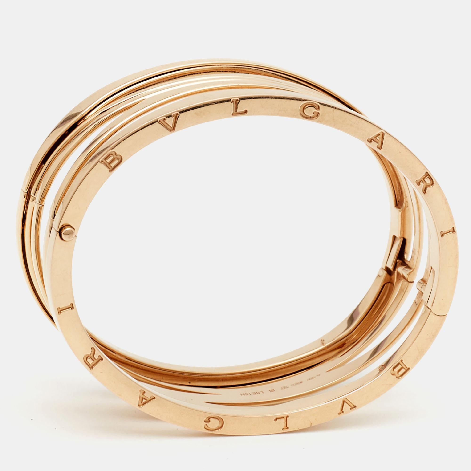 Bvlgari B.Zero1 Bracelet large en or rose 18 carats M État moyen - En vente à Dubai, Al Qouz 2