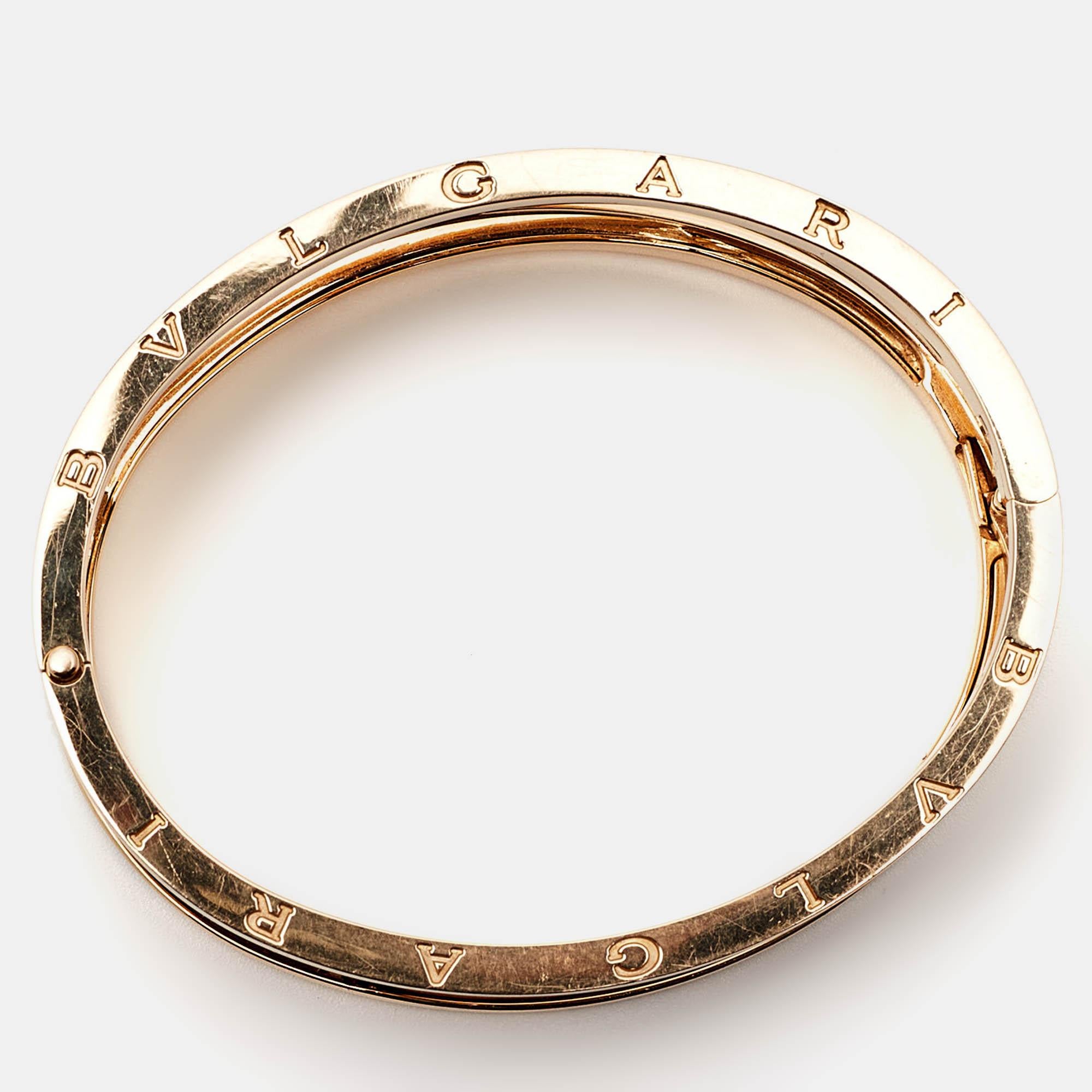 Women's Bvlgari B.Zero1 18k Rose Gold Wide Bracelet M For Sale