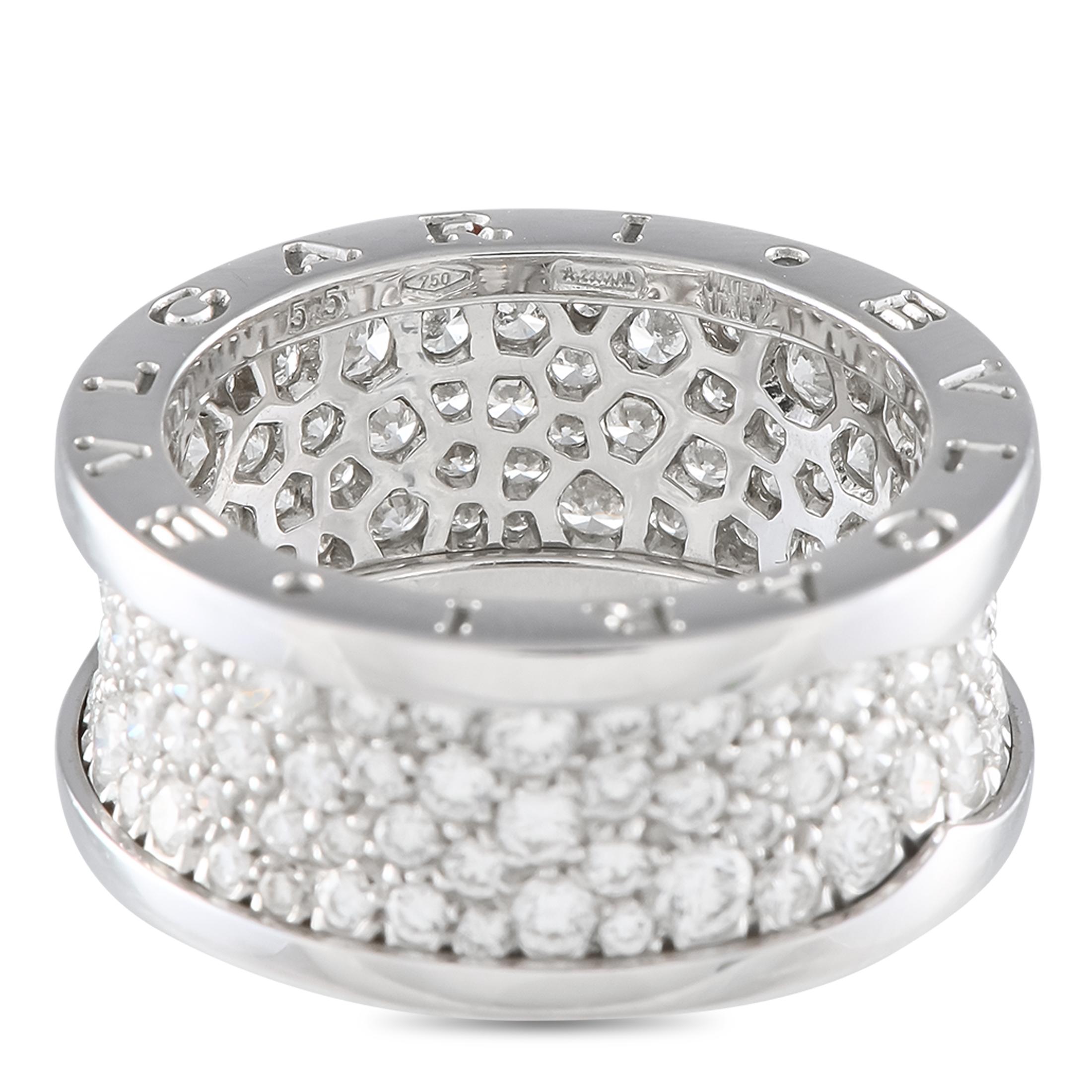 Bvlgari B.Zero1 18K White Gold 2.52ct Diamond Band Ring In New Condition For Sale In Southampton, PA