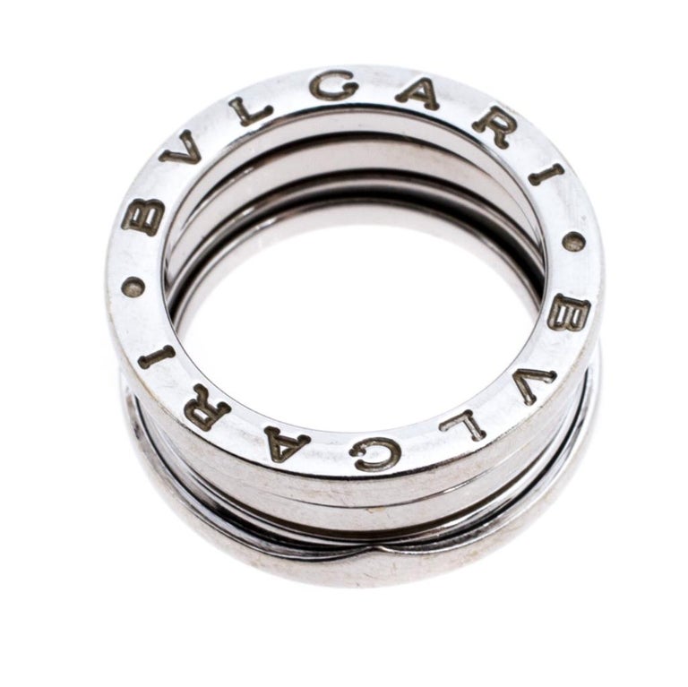Bvlgari B.Zero1 18K White Gold 3-Band Ring Size 50 For Sale at 1stDibs