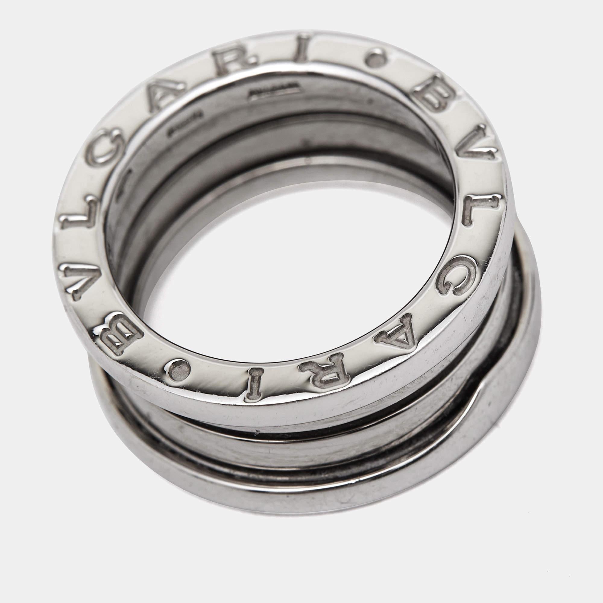 Women's Bvlgari B.Zero1 18k White Gold 4-Band Ring  For Sale