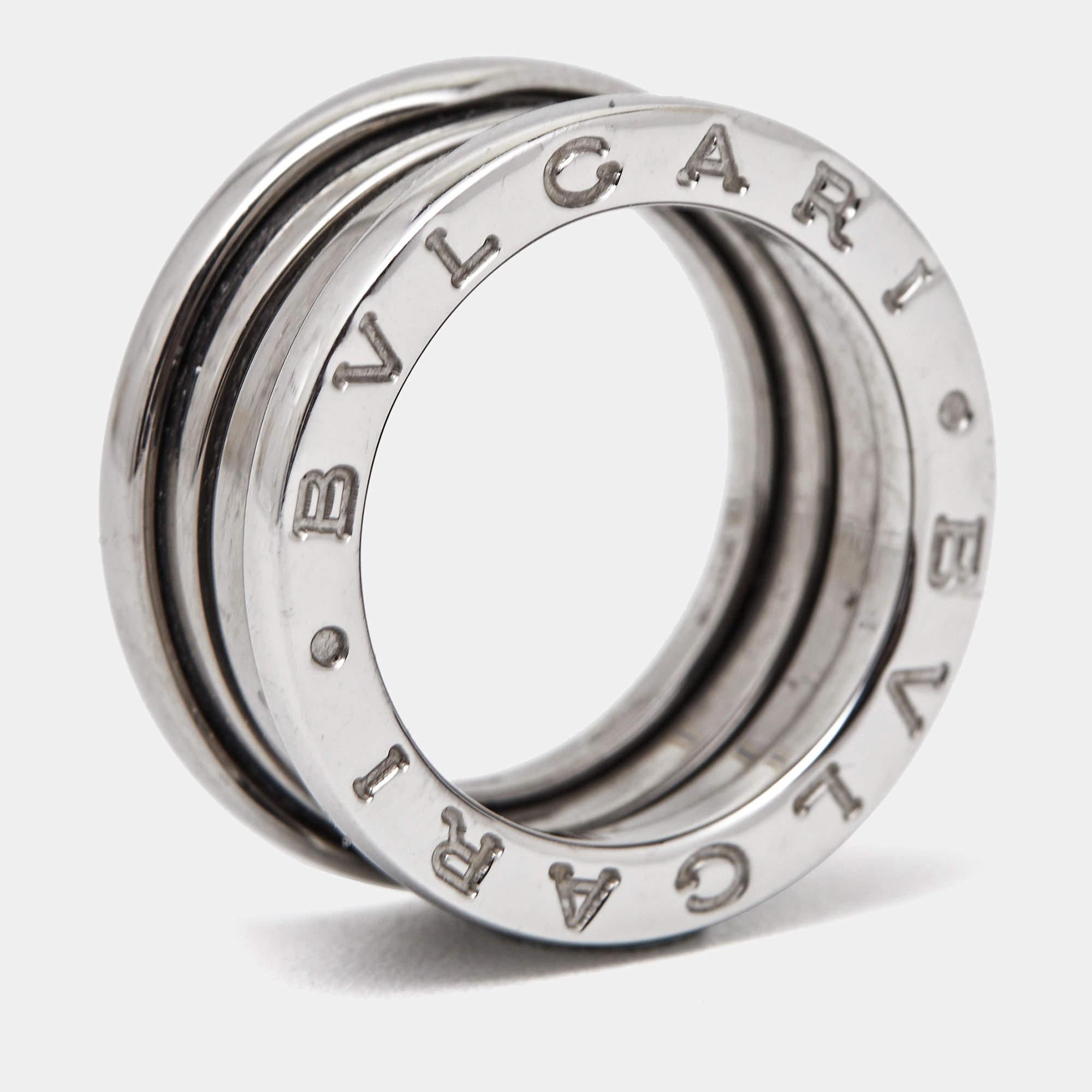 Contemporary Bvlgari B.Zero1 18k White Gold 4-Band Ring Size 48
