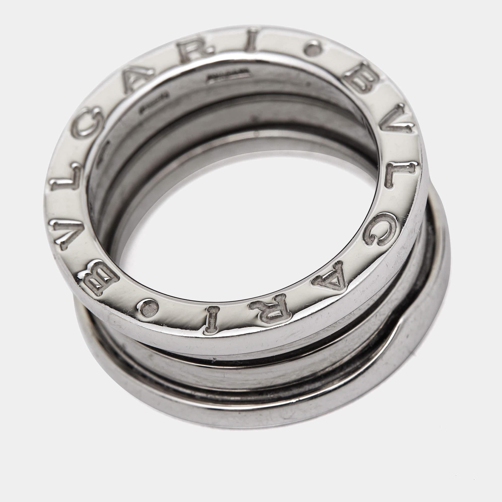 Bvlgari B.Zero1 18k White Gold 4-Band Ring Size 48 1
