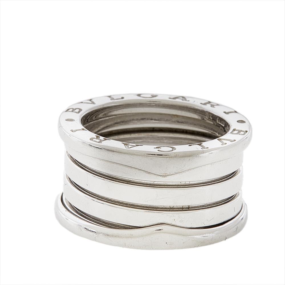 For the woman who has a refined taste in fine jewelry, Bvlgari brings her this immaculately crafted ring that has been made to be praised. The ring has a rather modern style of four bands in 18k white gold. It is a beautiful creation you deserve to