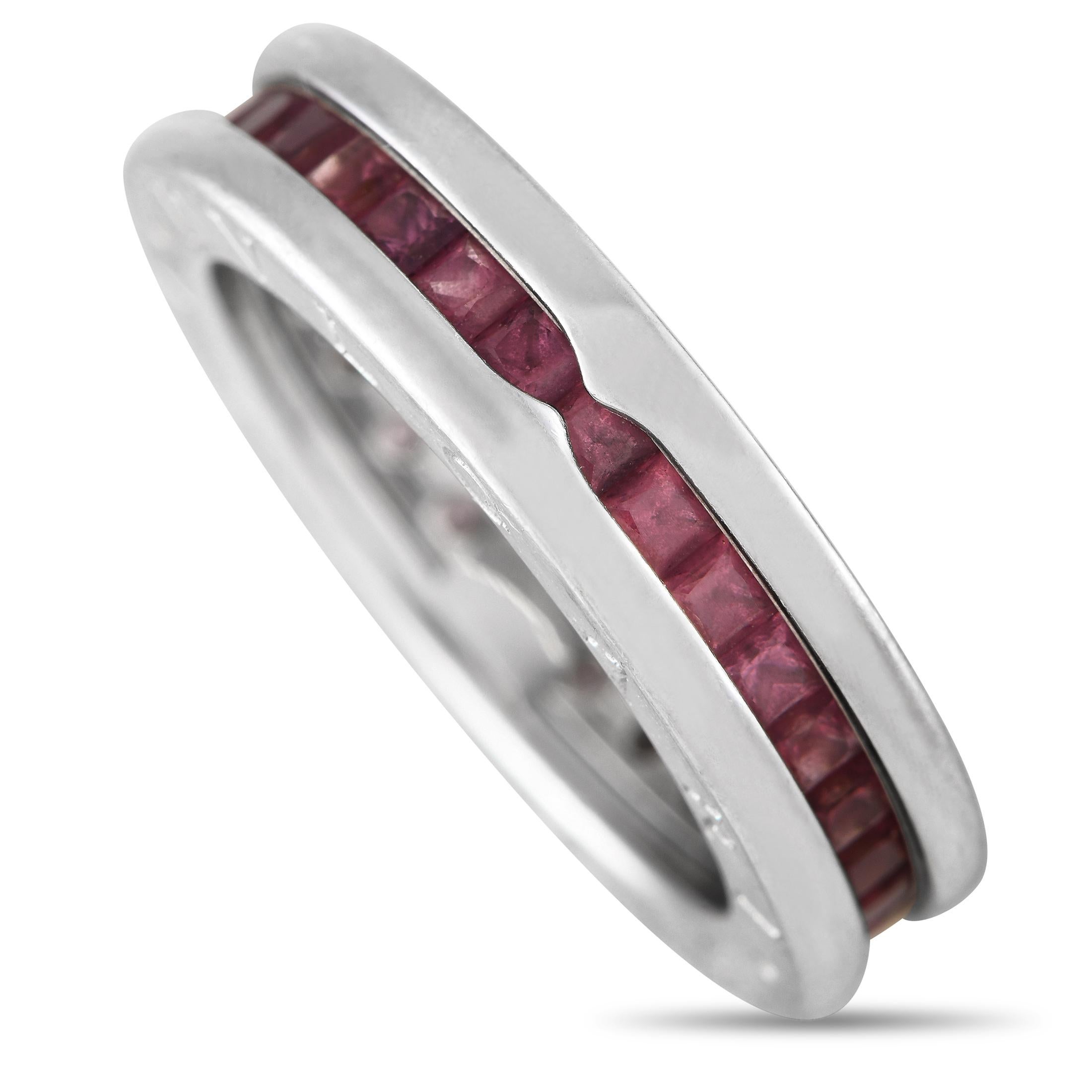 Bvlgari B.zero1 18K White Gold and Pink Tourmaline Ring BV29-012524 In Excellent Condition For Sale In Southampton, PA