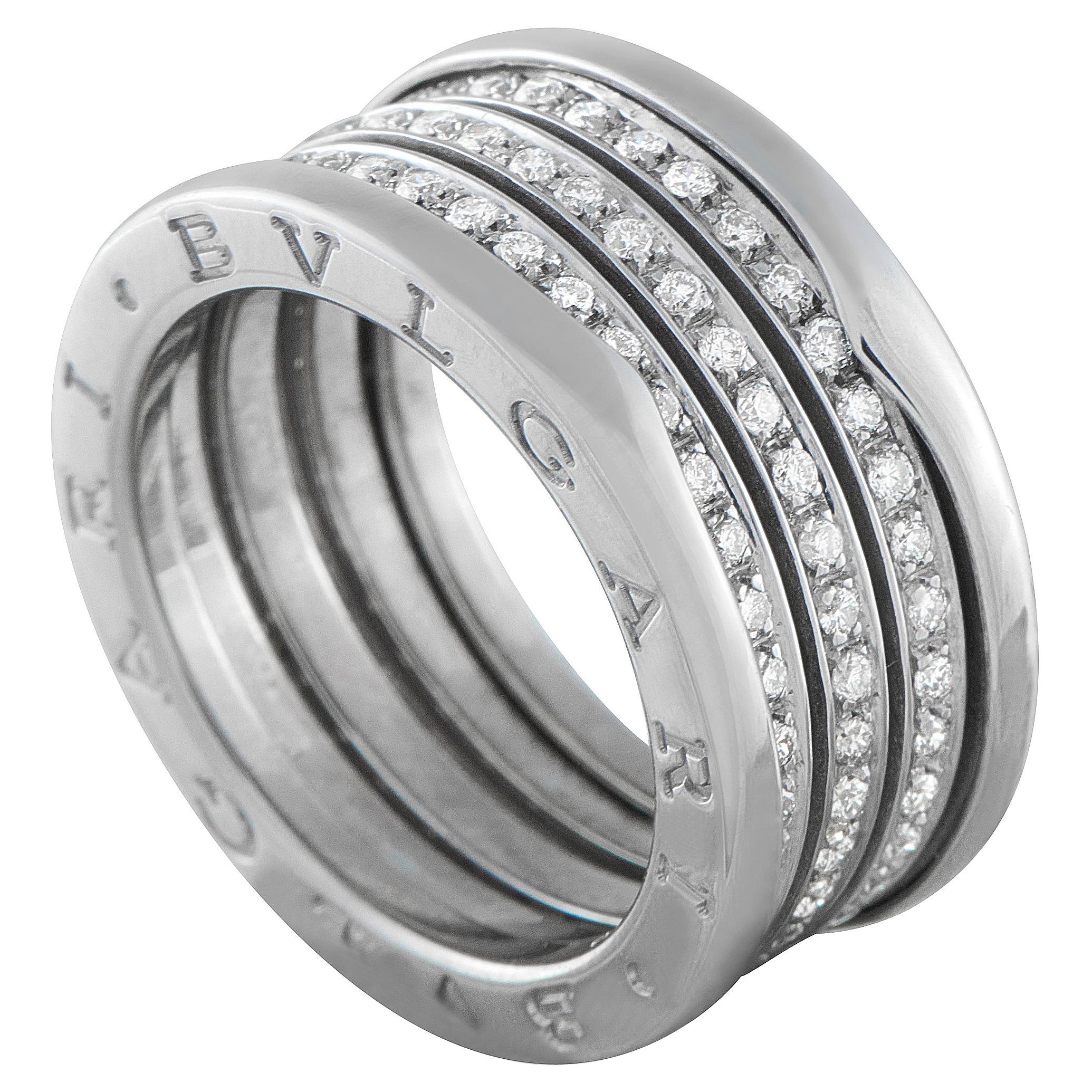 Bvlgari B.zero1 18K Weißgold Diamant 3-Reihen Ring BV13-122225