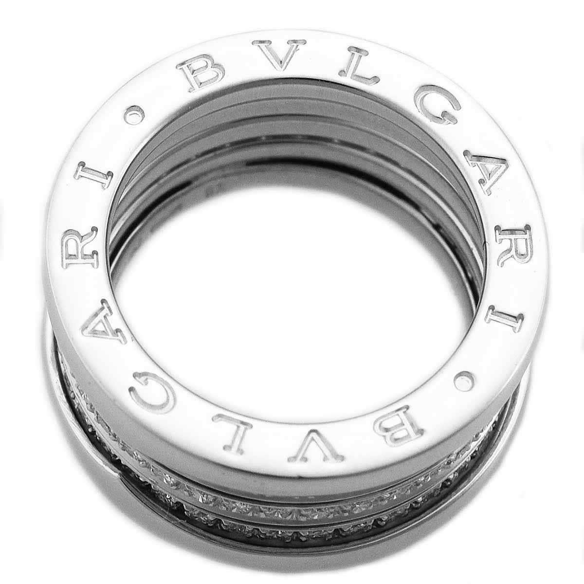 This Bvlgari B.Zero 1 4 band 18K white gold ring features approximately 0.89 carats pave diamonds on the spiral. 
Size 7 - 54 BVLGARI
Made in Italy. Signed BVLGARI. 

Retail Price: $11,800