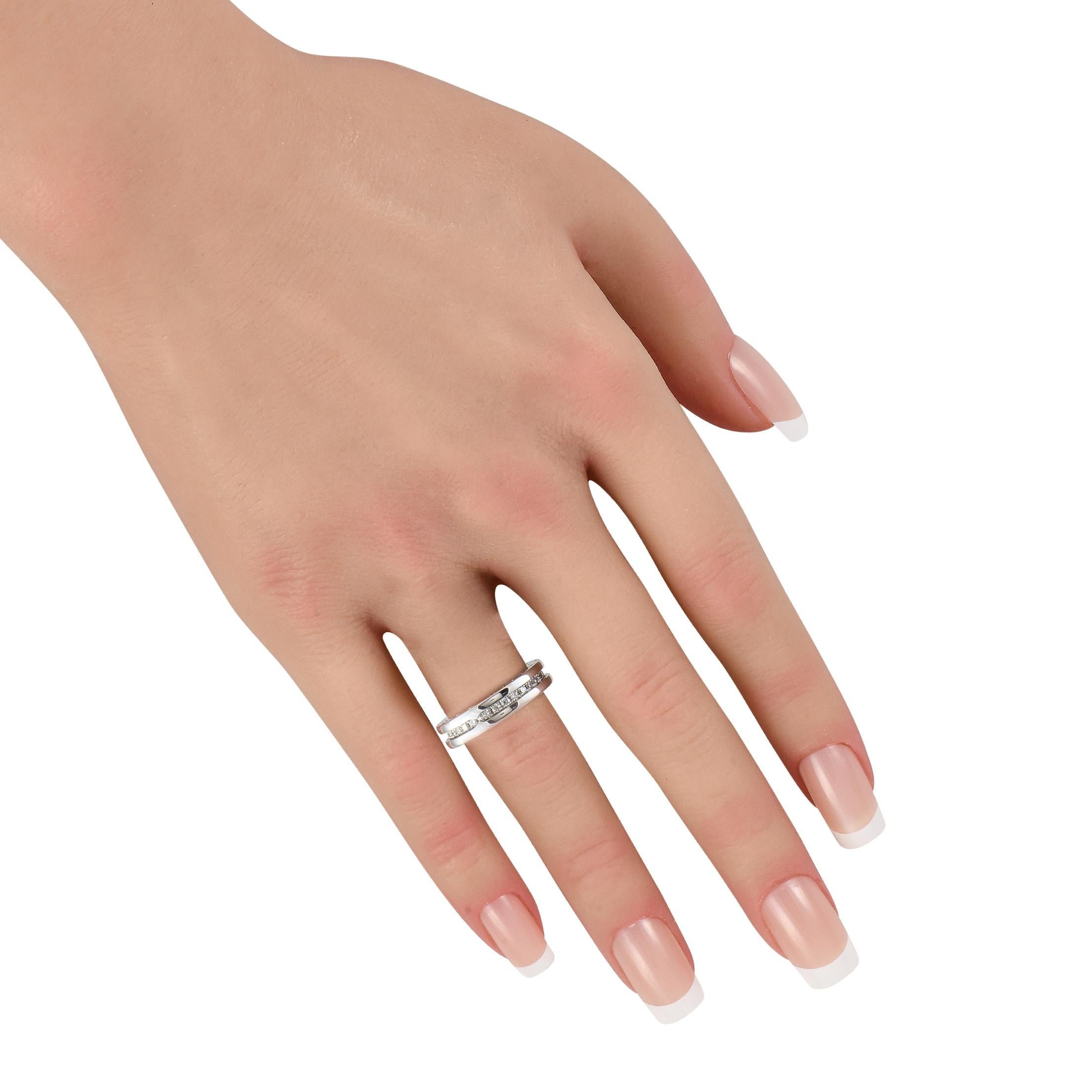 Round Cut Bvlgari B.Zero1 18K White Gold Diamond Ring For Sale