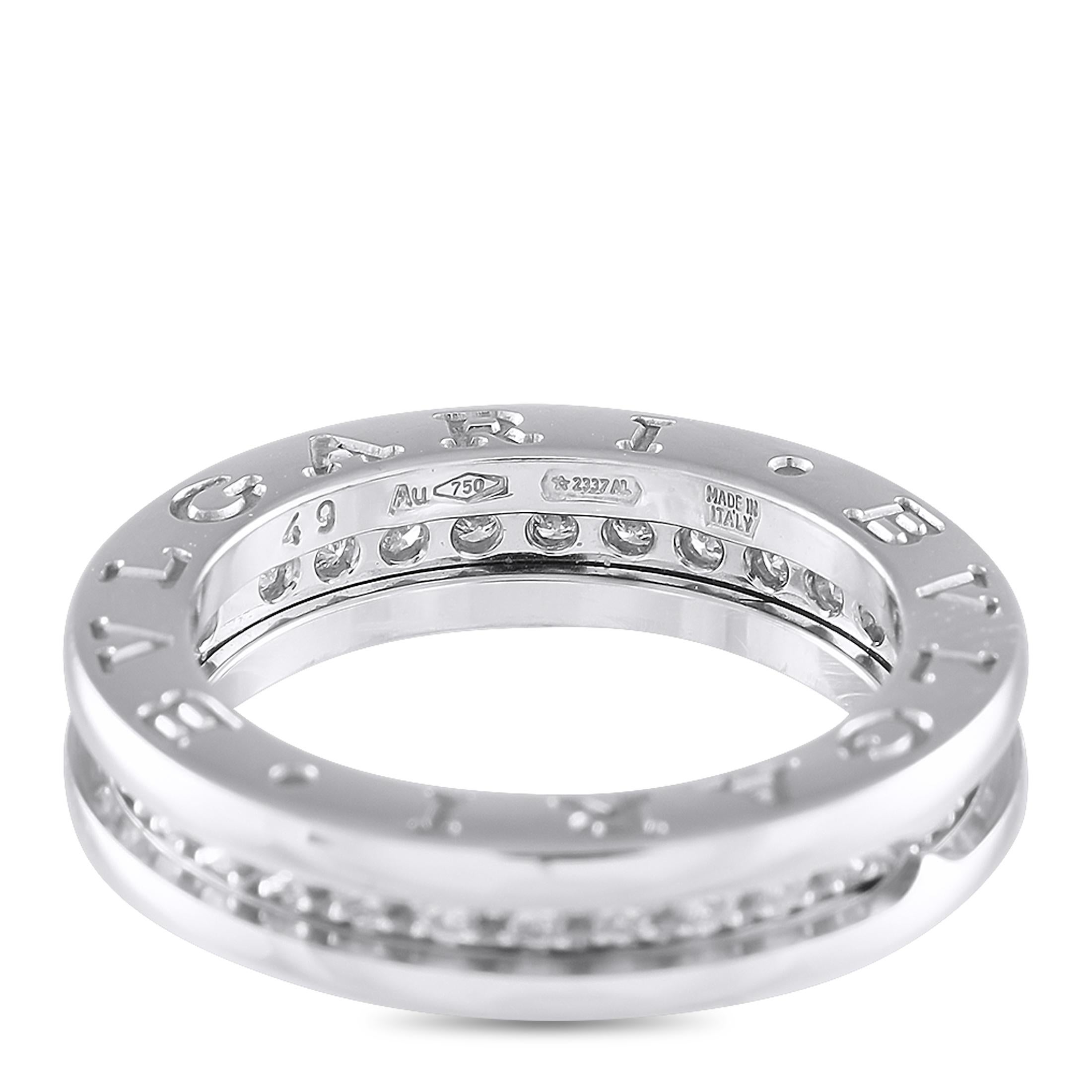 Bvlgari B.Zero1 18K White Gold Diamond Ring In Excellent Condition For Sale In Southampton, PA