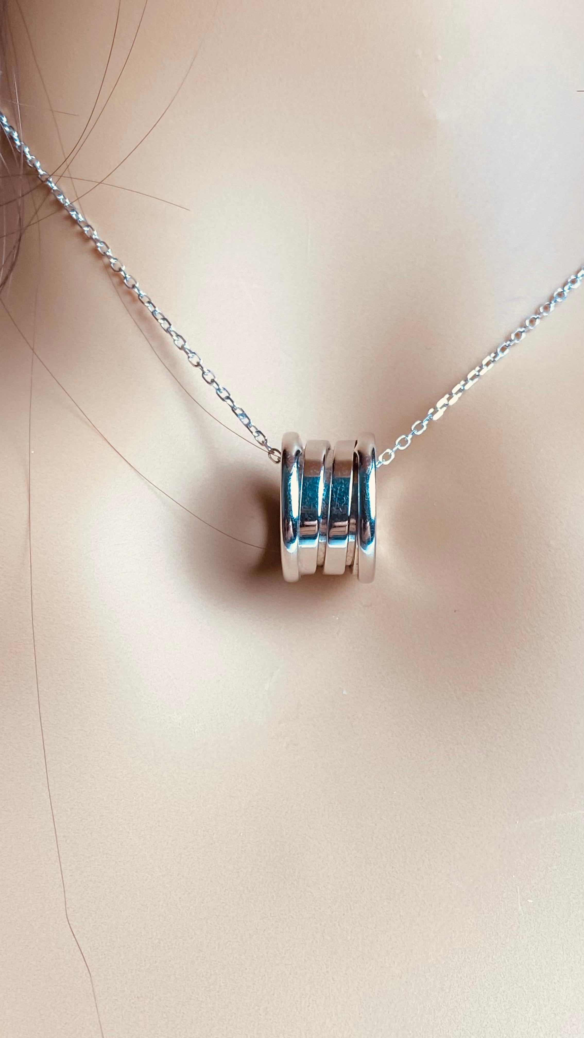 Bvlgari B.Zero1 18K White Gold Pendant Necklace For Sale 4