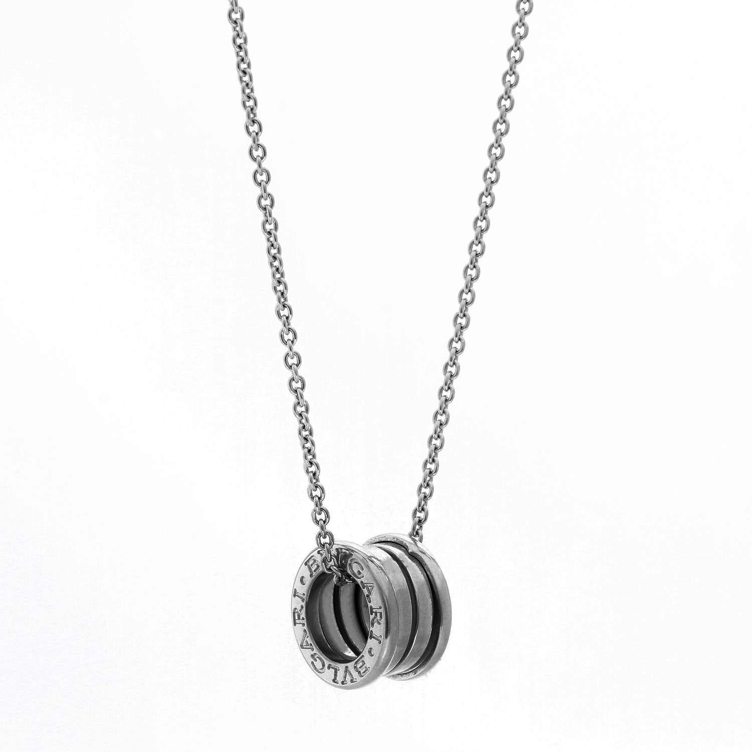 Bvlgari B.Zero1 18 Karat Weißgold Halskette mit rundem Anhänger Damen