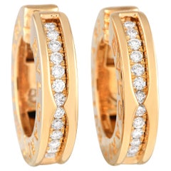 Bvlgari B.zero1 18K Yellow Gold 0.18ct Diamond Huggie Hoop Earrings