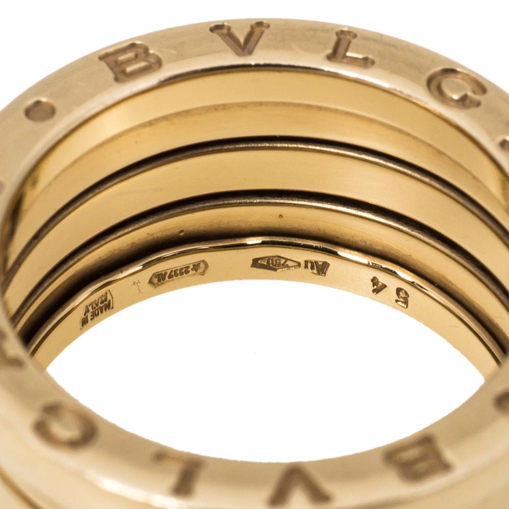 Bvlgari B.Zero1 18K Yellow Gold 4-Band Ring Size 54 In Fair Condition In Dubai, Al Qouz 2