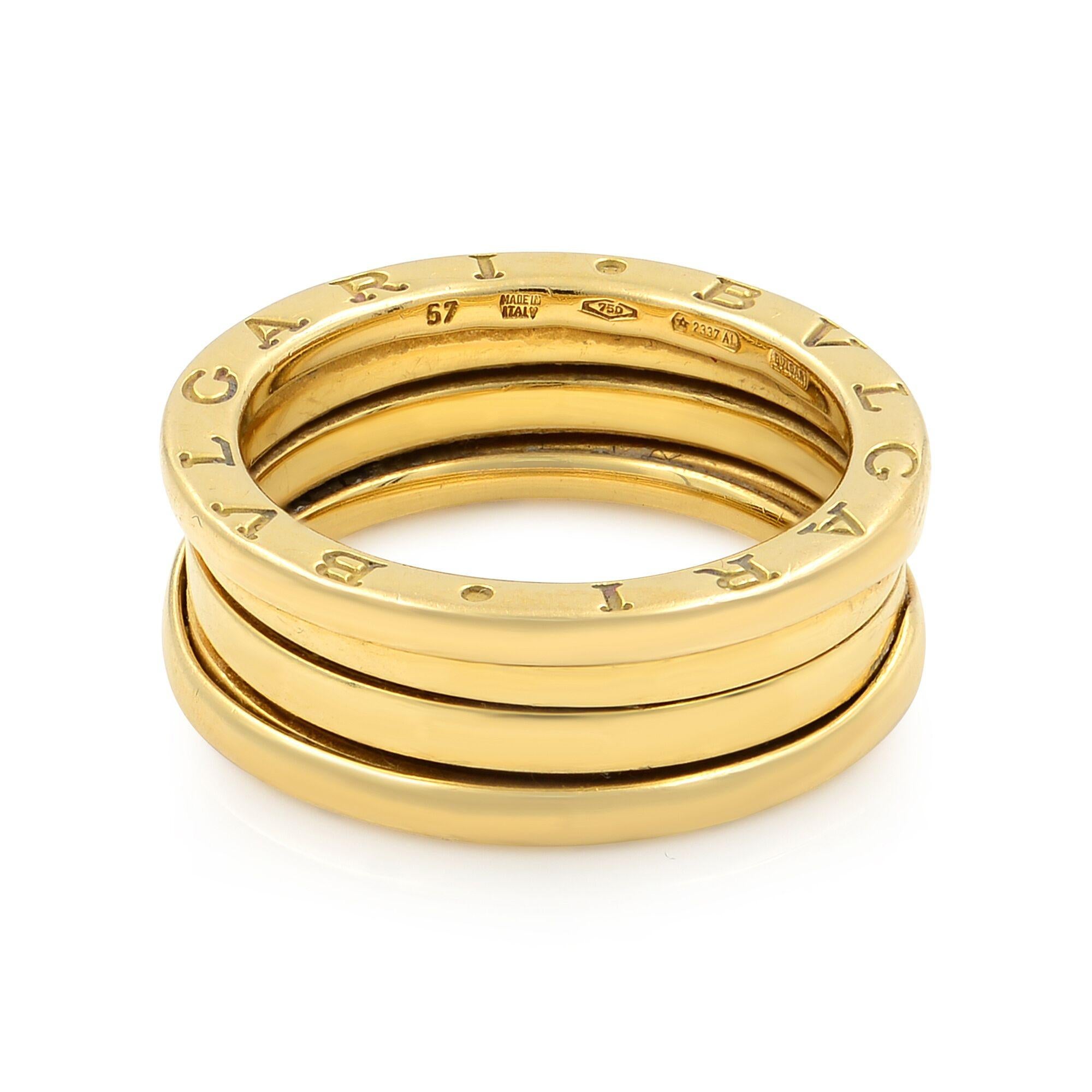 Modern Bvlgari B.Zero1 18 Karat Yellow Gold Band