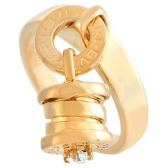 Bvlgari B.zero1 18K Yellow Gold Diamond Dangling Barrel Ring