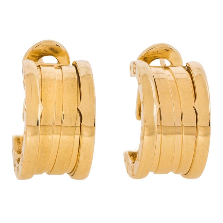 Bvlgari B.Zero1 18K Yellow Gold Hoop Earrings at 1stDibs